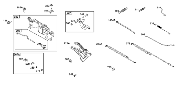 Controls Group Diagram and Parts List for 386447-0098-B5 200000 - 399999 Briggs and Stratton Engine